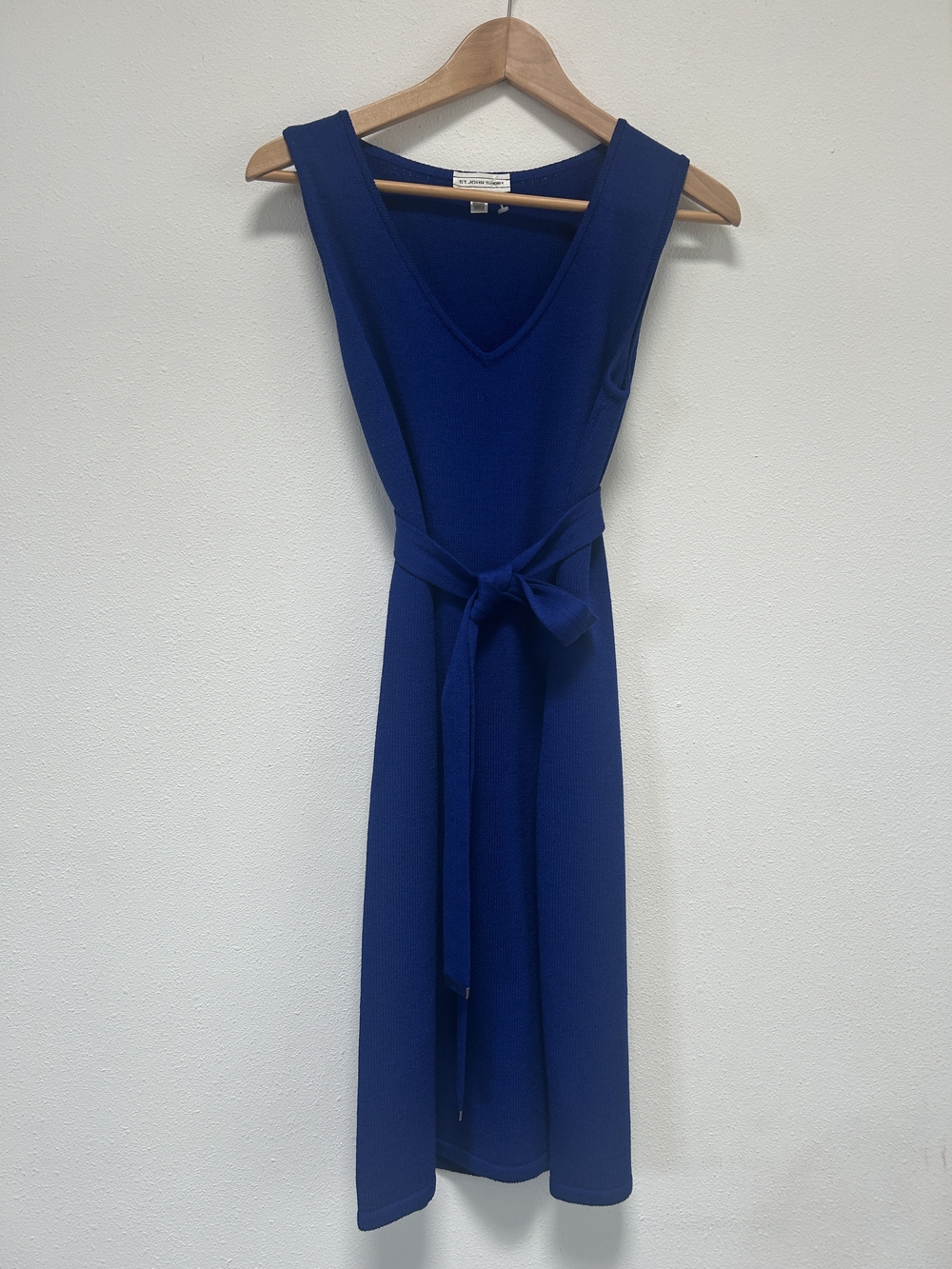 Sleeveless V-Neck Midi Dress with Tie Waist in Cobalt Blue